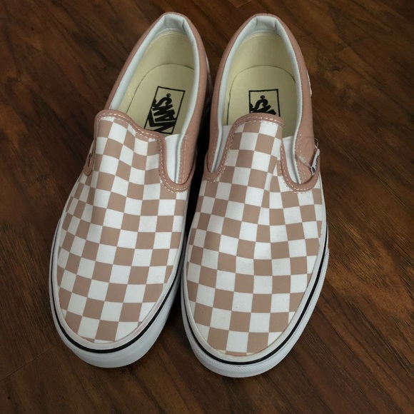 mahogany rose vans slip on checkerboard